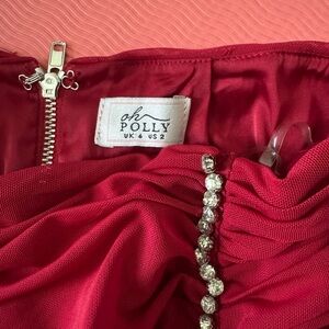 Oh Polly Burgundy Dress with Crystal Accents